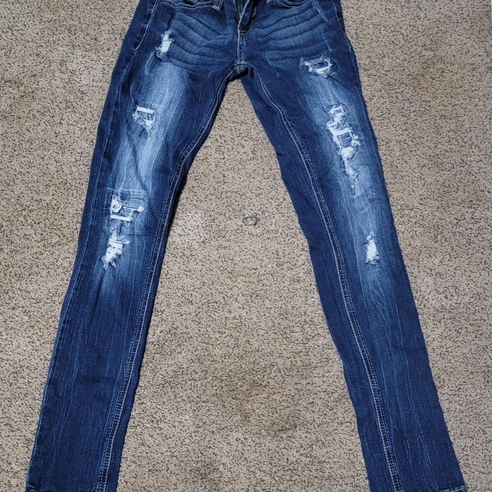 Soundgirl Dark Blue Distressed Skinny Jeans